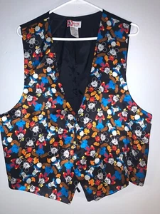 Mickey Inc Men's Multicolor Disney Donald Duck Goofy Button Front Vest Size L/XL - Picture 1 of 7