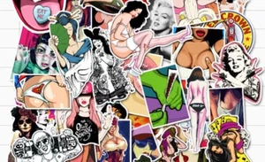 Stapel 10 Aufkleber Perlenmischung, Funny Girls, Klebstoffe Sortiert, Aufkleber - Bild 1 von 1