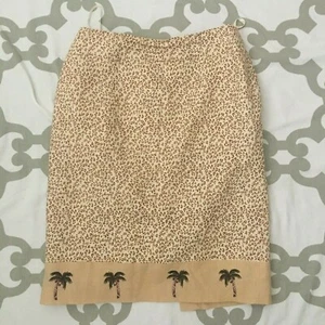 Silk Club Collection Damen Leinen Rock 8 Animal Print Palme - Bild 1 von 5