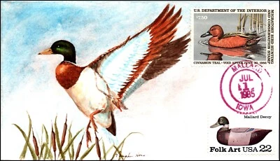 Scott RW51 $7.50 Duck Stamp Vaughn Hord Hand Painted FDC Unique? - Image 1 of 2