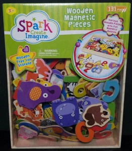 Spark Create Imagine Wooden Magnetic Pieces 131 Pieces Age 3+ *NEW* FAST SHIP C3 - Picture 1 of 5