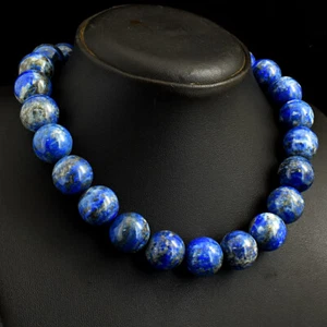 1091 Cts Enhanced Lapis Lazuli Round Shape Beads Necklace JK 37E295 - Picture 1 of 5
