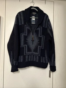 Pendleton Men's Harding Zip Cardigan, 100% Wool, XL, Navy Blue- NWT-$249.00 - Picture 1 of 8