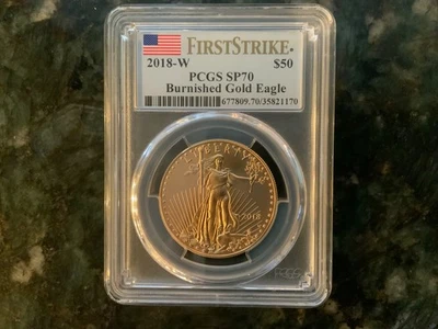 American Eagle 2018 W amueblado oro $50 1 oz graduación profesional SP70 First Strike Foto 1 de 4