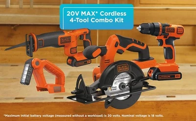 Juego de 4 herramientas inalámbricas Black+Decker 20V con baterías nuevas - Caja abierta Foto 1 de 4