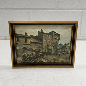 Arte en Lienzo ORIGINAL VINTAGE RETRO Pequeño Enmarcado Italia Italia Mancave Café - Imagen 1 de 6