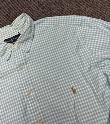 Ralph Lauren Shirt Mens 2XB Blue White Gingham Classic Fit Button Down Pony Logo - Image 1 of 4