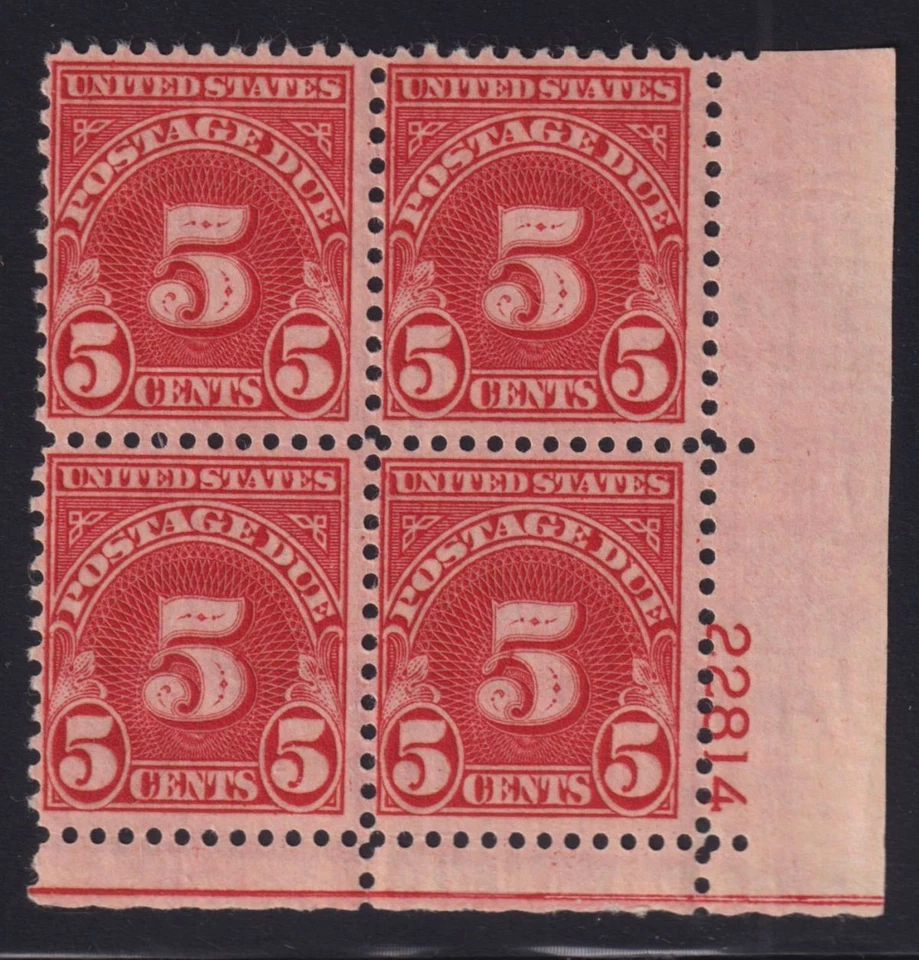 1931 Postage Due Sc J83 MNH nice OG plate block carmine eye plate wet print (ED - Image 1 of 1