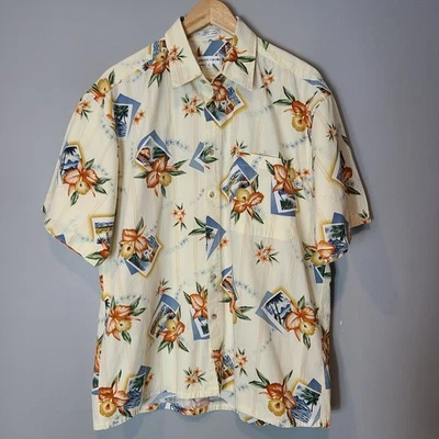 VTG Pierre Cardin Hawaiian Shirt Mens Large Floral Cotton 90s Vacation Resort - Image 1 of 4