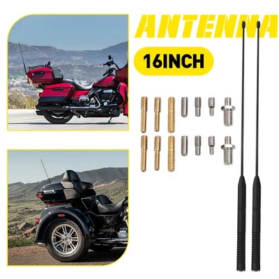 2X 16" Motorcycle Antenna For Harley Davidson 1989-2024 Touring Electra Glide - Image 1 of 4