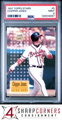 1997 TOPPS STARS #5 CHIPPER JONES BRAVES HOF POP 1 PSA 9 - Image 1 of 2