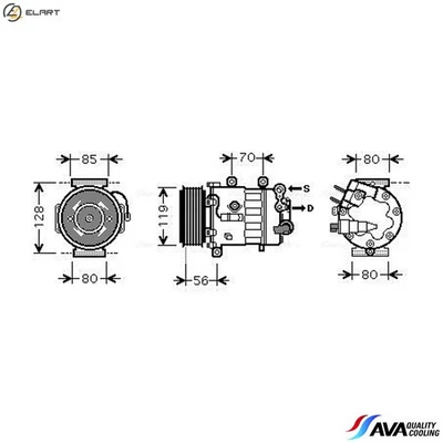 COMPRESSOR AIR CONDITIONING PEAK322 FOR PEUGEOT 407/SW/Van 508 607  CITROEN - Image 1 of 4