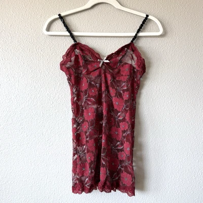 Secrets Y2K Lace Cami Sheer Top Size S Sequin Strap Camisole Lingerie Coquette - Image 1 of 4