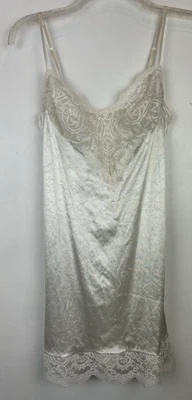 Vintage Delicates Slip Dress Womens Medium Ivory Lace Satin Nightgown Mini - Image 1 of 4