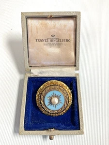 Sphinx Gold Tone Turquoise Brooch Vintage Numbered - Picture 1 of 9
