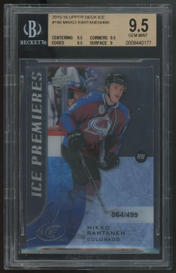 2015-16 Upper Deck Ice Mikko Rantanen RC /499 #186 BGS 9.5 - Image 1 of 2