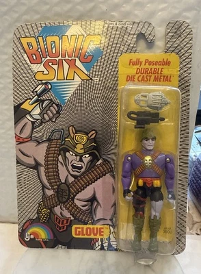 Vintage 1986 LJN Toys Bionic Six Glove Diecast Metal Action Figure Sealed NOC - Image 1 of 4