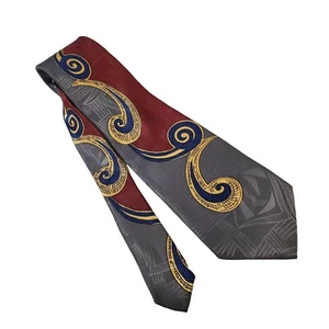 Classic Collection by Van Heusen Gray Burgundy Blue Tan Swirl Tie Made in USA - Picture 1 of 4