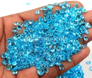 Sky-Blue Aquamarine Natural 5x5 mm Size Lot IGL Round Cut Loose Gemstone 25P - Picture 1 of 9