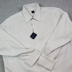 Ottavio Forlini Dress Shirt Men's 18/45 White/Light Blue Long Sleeve French Cuff - Picture 1 of 15