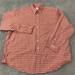 Brooks Brothers Button Up Shirt Men's XXL Long Sleeve Orange White Plaid Cotton - Picture 1 of 8