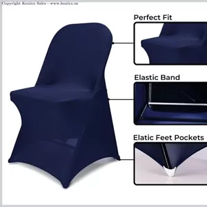 Spandex Folding Chair Covers Upgraded 50 PCS Navy Blue - Picture 1 of 9