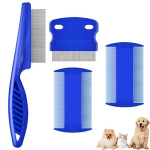 4 Pack Pet Hair Comb Stainless Steel Flea Lice Combs Cat Dog Grooming Kit Tools - Picture 1 of 8