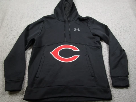 Cincinnati Reds Sweater Mens Medium Black Loose Fit Hoodie Long Sleeve Pocket Cover