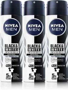 Nivea Men Anti-Perspirant Deodorant Invisible Black & White Original 150ml x 3 - Picture 1 of 4