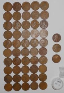 1910 LINCOLN CENTS - 1 CIRCULATED ROLL + 3 - Picture 1 of 6