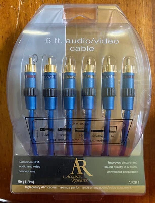 AR ACOUSTIC RESERACH 6 FT AUDIO/VIDEO RCA APO61 NEW SEALED PACKAGE - Image 1 of 2