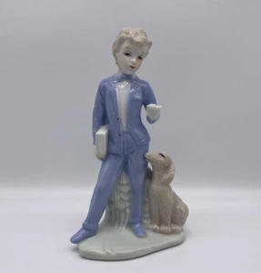 Vintage Porcelain Boy With Dog Figurine - Picture 1 of 7
