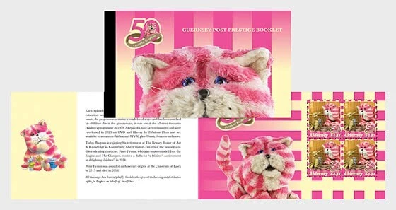 alderney 2024 50 Years BAGPUSS 1974 cat Professor Yaffle Gabriel BOOKLET PRTGE - Image 1 of 1