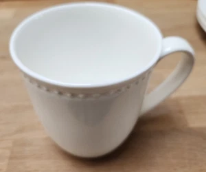 Tabletops Unlimited Otella Mugs  Studio TU White Emboss Dots Coffee Cup Pair - Picture 1 of 4