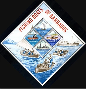1974 Fishing Boats of Barbados Souvenir Sheet Scott 395a MNH - Picture 1 of 1