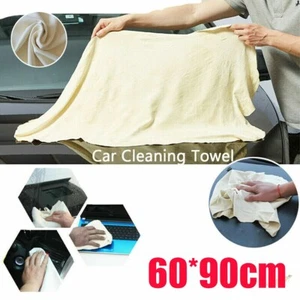 Natural Chamois Leather Car Washing Towel Absorbent Drying Shammy Cleaning Cloth - Picture 1 of 12