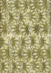 Mooshka Olive Grey Floral Fans Quilt Fabric - 1 Yard - Picture 1 of 1