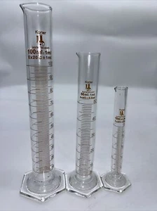 Karter Scientific Glaszylinder 3 Stück 100ml, 50ml und 10ml Top Zustand - Bild 1 von 5