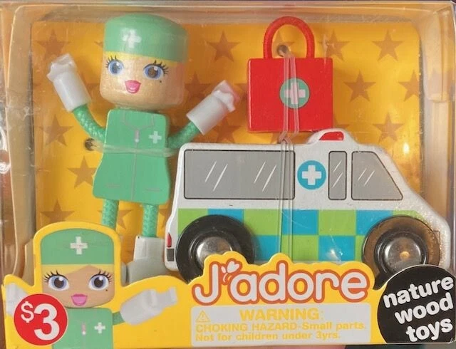 J'ADORE NATURE WOOD TOYS DR EILEEN & AMBULANCE IN BOX