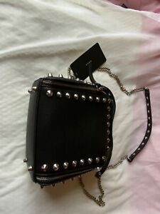 New Zara black  studded & spiked small shoulder /  grab bag 16 cm x 16cm