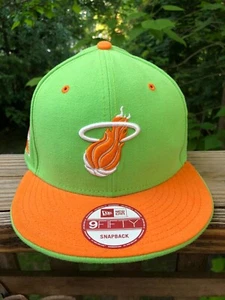 Miami Heat New Era 9FIFTY Snapback Hat Cap Green Orange NBA - New Unworn - - Imagen 1 de 9