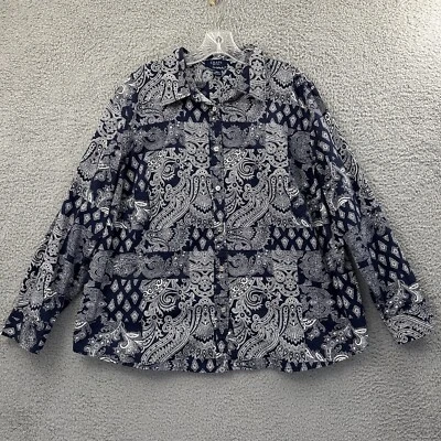 Camisa Chaps Abotonada Paisley Estampado Mixto 100% Algodón Western Boho Para Mujer 2X Foto 1 de 4