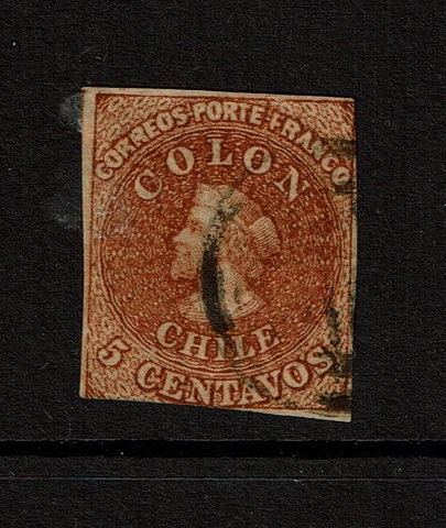 Chile SC# 4, Used, sm pencil mark on back - S10607 Cover