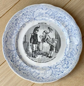 Ancienne Assiette en Faience de Sarreguemines Devinettes Pomme invulnérable ? - Picture 1 of 3