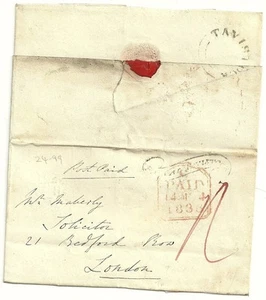 1838 SCROLL PAID AT TAVISTOCK POSTMARK & UDC TAVISTOCK ON WRAPPER TO LONDON - Bild 1 von 1