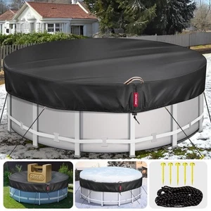 18Ft Round Pool Cover with 738N Strong Tear Resistant [600D Upgrade Extra Den... - Picture 1 of 8
