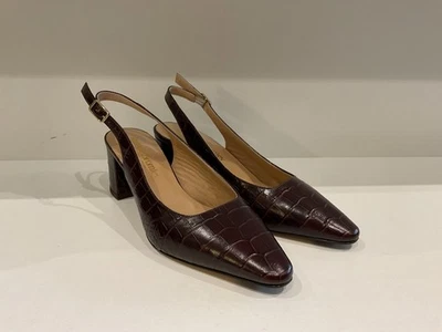 Stuart Weitzman Russell And Bromley Burgundy Leather Sling Backs Size 6 (39) - Image 1 of 4