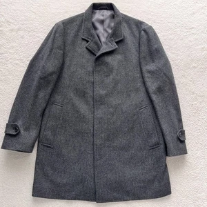 SANYO Sanyo Shokai Balmacaan Coat Long Coat Herringbone Cashmere - Picture 1 of 9