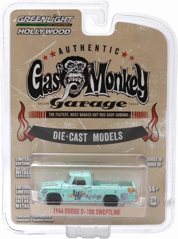 Coche diecast Greenlight 1:64 Gas Monkey Garage 1964 Dodge D-100 Sweptline 44700E Foto 1 de 1