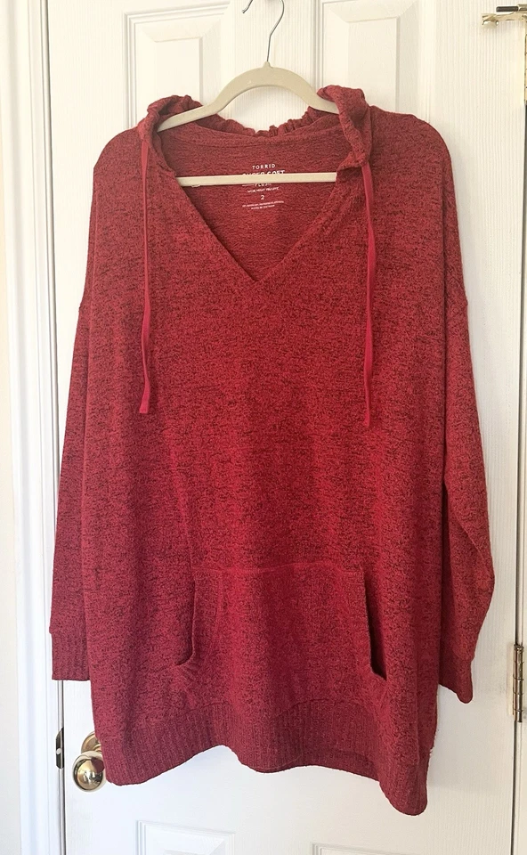 Torrid Hoodie - Plus Size 2X - Red/Black  - Preowned - Super Soft - Long Sleeves - Image 1 of 4